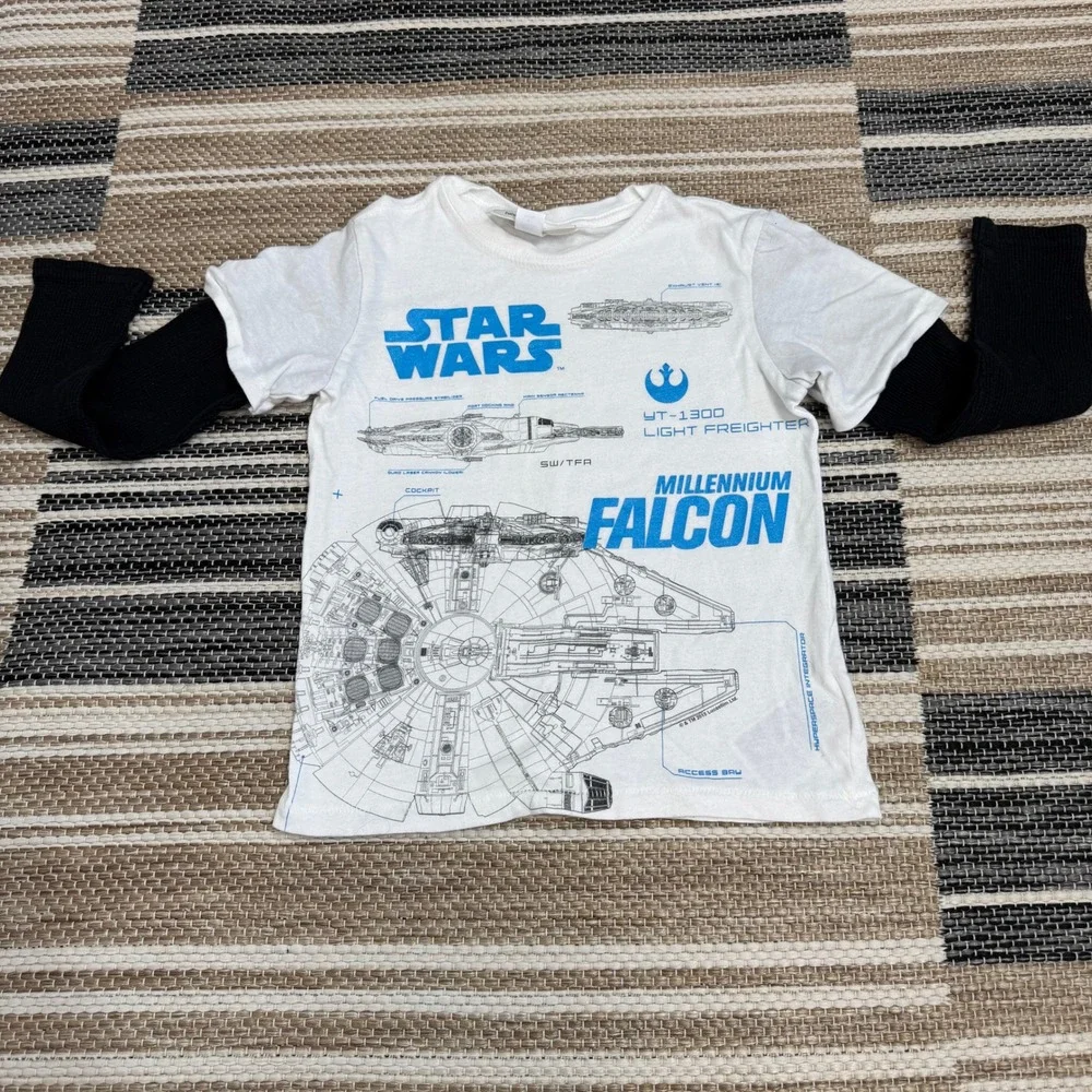 Baby Gap x Star Wars Millennium Falcon Graphic Tee Layered Look‎ Size 5